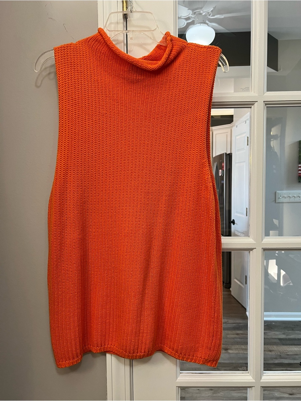 Pierre Cardin Bright Orange Sleeveless Turtleneck Sweater Tank Sz XL EUC